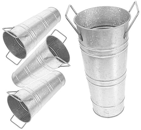 HYTROVE 4piezas Jarrones De Metal Vintage Estilo Macetas para Flores Casa Decoracion De Jardin