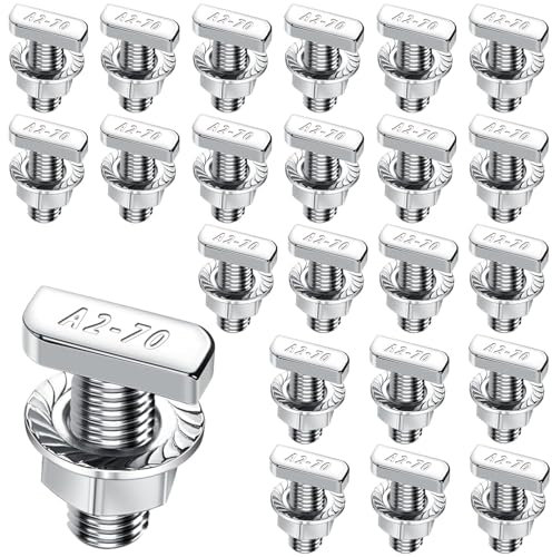 20 viti a testa martello, M8 x 20, viti a testa martello M8, T con 20 dadi flangiati, per guide di installazione fotovoltaica