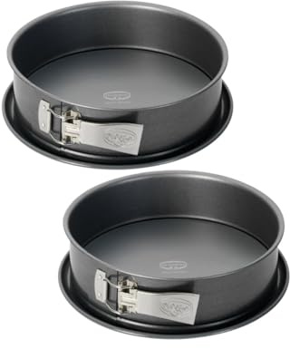 Dr Oetker Lot de 2 moules à manqué ronds émaillés Premium 28 cm | Démoulage facilité pour gâteaux hauts, Lot de 2 moules charnière, Acier 28 cm, Revêtement Emaillé Premium, Four jusqu à 230°C