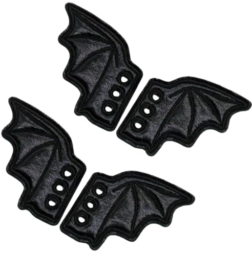 BEAMARKER 2 Paire d'ailes de Chauve Souris Noires de 2.83cm Accessoires pour Chaussures Baskets Patins Chaussures à roulettes Bottes en Toile Halloween Cosplay Fête Bricolage Décoration de Chaussures