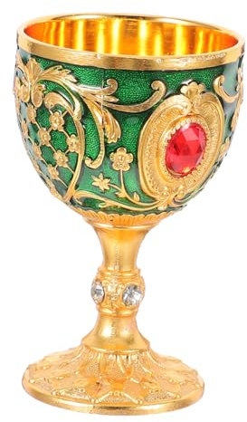 Amosfun Cáliz Ceremonial Europeo Vintage de Aleación de Zinc Verde