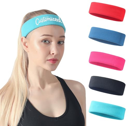 Fascia Sportiva Personalizzata per Uomini e Donne, Banda Sudore con Ricamo Logo o Testo, Due Stili di Customizzazione (A)