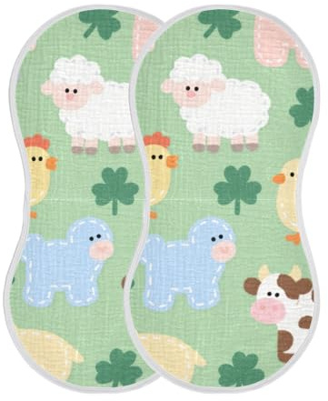 miaozhen Panni per ruttino in cotone a forma di animale, per bambini, facili da pulire, per neonati, ragazze e ragazzi, set di 2, 55,9 x 27,9 cm