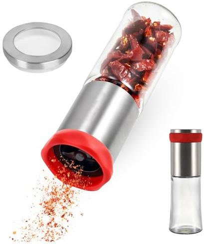 Chili Mill, Chili Mill, 150 ml, Chili Mill, Spice Mill, Chilli Slicer, Glass and Stainless Steel, Chilli Cutter, Spice and Chili Mills, Chilli Cutter for Dry Chilis, for Home, Kitchen, Restaurant