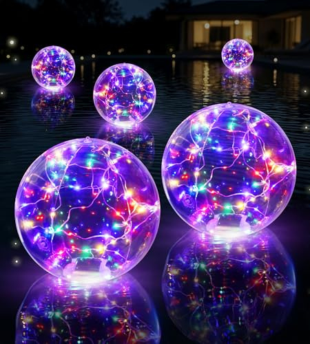 LuxBlue Luces Piscina Solares, 38cm Luces Flotantes Piscina Inflable con Iluminación Colorido, Luz Piscina Solar Flotante Impermeable IP68, Bolas Flotantes Solares Piscinas RGB para Jardin - 2 PCS