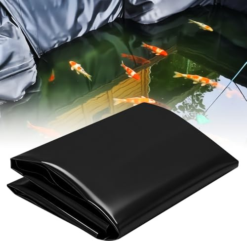 wowspeed Premium PVC Teichfolie 3M X 6M, Schwarz HDPE Teichfolien Schwerlast, Dichtungsfolie Teichmembran Schwimmteich Folie Gartenteich Teichplane für Fischteiche, Brunnen, Wassergarten, Wasserfall