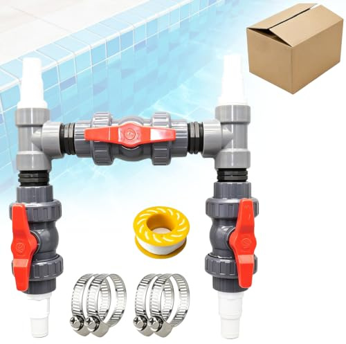 Ayolofei Bypass Pool Set Ø 50 mm, bomba de calor piscina conexión set con mangueras y adaptadores de 32/38 mm, regulación del flujo de agua, piscina solar para calefacción de piscina, calefacción