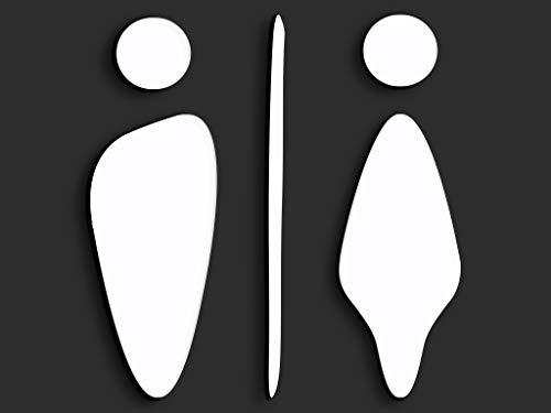 3DP en Relief, Figure Adhésifs | Signs WC [E] | Homme, Femme - Symboles de Décalque de Mur de Toilette de Salle de Bains (Blanc)