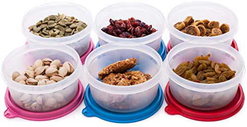 Reusable Plastic Food Storage Containers – Stackable Airtight Food Containers for Snacks, Picnics, Food Prep, Picnics and More – Set of 6-10 oz