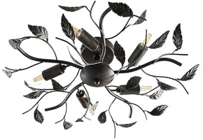 Ceiling Light 'Yos' dimmable (Florentine) in Black Made of Metal for e.g. Bedroom (5 Light Sources, E14) from Lindby | Ceiling lamp, lamp