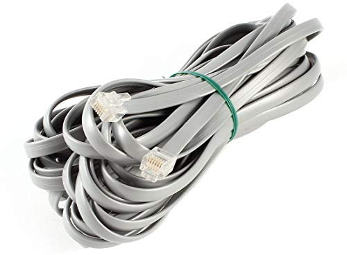 N/A Plastic Noodles 6P6C RJ12 M/M Flat Telefono Cavo, 10M 33-Feet, Grigio