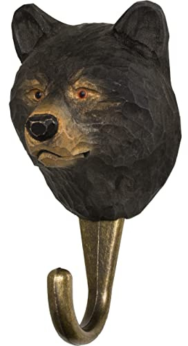 WILDLIFEGARDEN WG4546 Haken Schwarzbär - Handgeschnitzter Tierhaken aus Holz und Metall - Sammlung Amerikanischer Tiere