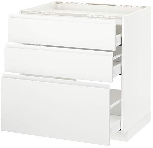 Table de cuisson METOD/MAXIMERA - 3 façades - 3 tiroirs - 80 x 62,1 x 88 cm - Blanc mat