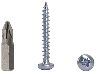 Lote de 200 tornillos DIN 7981 de acero galvanizado de 4,5 x 35 mm, tornillos para madera de aglomerado con cabeza plana, tornillo universal Pozi Drive (200, 4,5 x 35 mm)