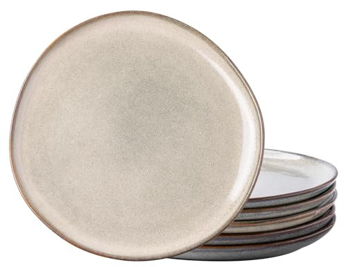 AmorArc Ceramic Plates Set of 6,8.5 Inch Handmade Reactive Glaze Stoneware Plates set for Dessert,Salad,Appetizer,Small Dinner Plates,Microwave & Dishwasher Safe,Scratch Resistant
