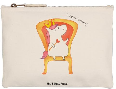 Mr. & Mrs. Panda Kosmetikbeutel Einhorn König Grösse XL Große - Geschenk, Kulturtasche, Kosmetiktasche, Federmappe, Stiftemäppchen, Bundeskanzler, Präsident, Schlampermäppchen, Krone, Kaiser, Unicorn