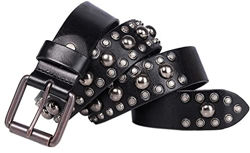 Ktrshan Lederbund 3,8cm Breite Lederjeansgürtel, Schwarz, 115cm