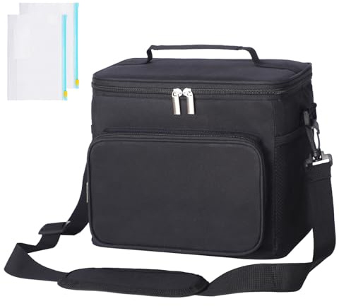 Yearnlife Insulated Lunch Bag for Men Women 10L Lunch Cooler Bag with Adjustable Shoulder Strap, Leakproof Soft Thermal Lunch Tote Bag for Work/School/Picnic Black