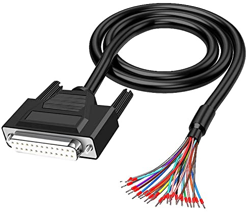 PENGLIN 2 Meters 24AWG DB25 Weiblich RS232 25 Pins Serielles Verlängerungskabel, 25-Pin vergoldeter Stecker mit blankem Draht Ende Kabel