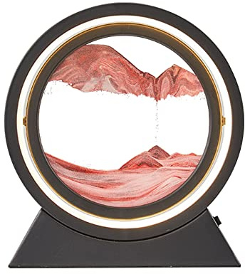 IGTOPS LED Sandbilder zum 360° Drehen, 3D Dynamische Sandbilder Sandbild mit Licht, 24CM Fließende Sandmalerei Moving Mountains, Sandscape - Die Sandkunst in Tiefsee, Bewegtes Sandbild