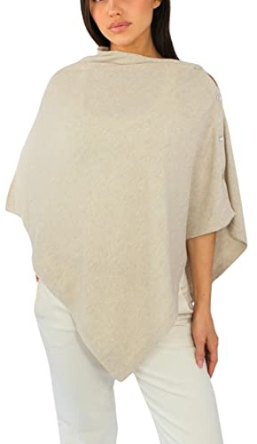 Win's Poncho en cachemire mélangé pour femmes - Fabriqué en Italie (Beige)