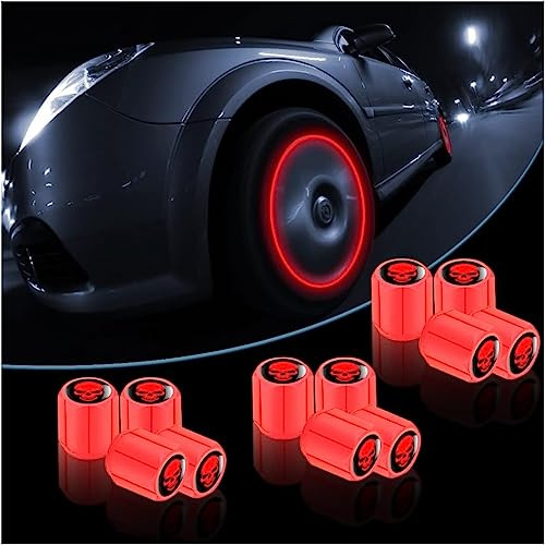 Staubkappen für Autoreifen, universelle fluoreszierende Reifenventilkappen, modisch, leuchtend, für allgemeine Autos, LKWs, Motorräder, SUVs und Fahrräder, leuchtet im Dunkeln, 12 Stück
