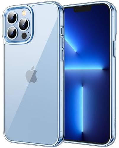 JETech Hülle für iPhone 13 Pro Max 6,7 Zoll, Anti-Vergilbung Stoßfeste Stoßstange handyhülle, Anti-Kratzt Transparent Rückseite (Sierrablau)