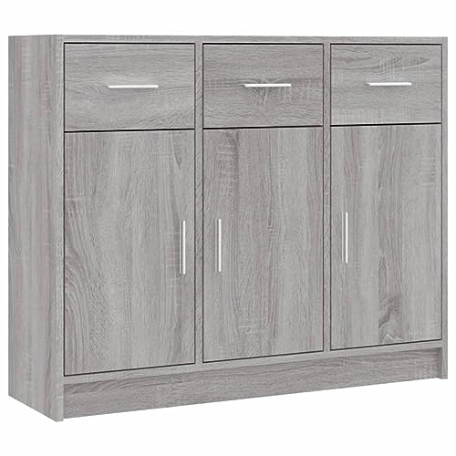 vidaXL Armoire de Salle de Bain, Meuble de Rangement avec Portes, Organisateur de Toilette Intérieur, Moderne, Sonoma Gris Bois d'Ingénierie