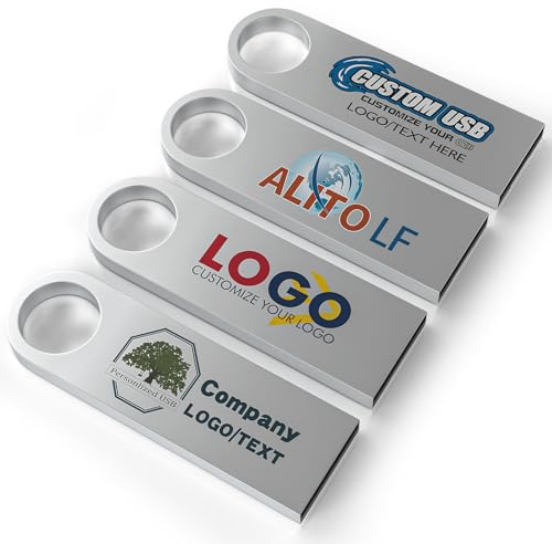 Personalisierte Metall USB-Sticks 50 Stück mit Gravur Wunsch Text, Muster, Firmenlogo, Hochzeit Speicherstick USB 2.0 Flash Drive Individueller 128MB/512MB/1GB/2GB/4GB/8GB/16GB/32GB