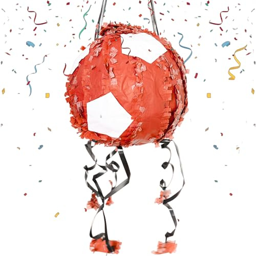 PINATA GEBURTSTAG MÄDCHEN - Pinata Geburtstag Junge - Fußball Pinata - Pinata Für Mädchen - Fußball Geburtstag - Verschiedene Farben - Rot/Weiss