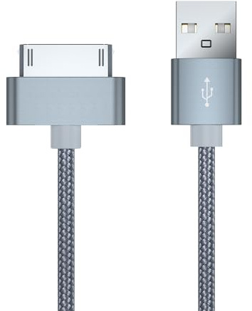 RULGOI 100cm langes 30-poliges Kabel, kompatibel mit iPhone 4s/4, iPhone 3G/3GS, iPad 1 2 3 und iPod, USB-Lade- und Synchronisierungskabel – Grau