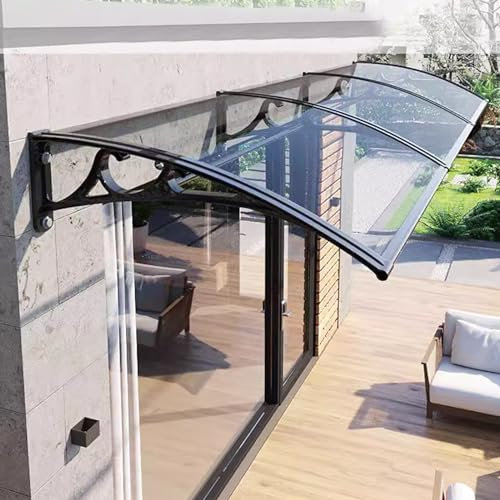 Türüberdachung, UV-Regen- und Schneeschutz, Eingangsmarkise, Terrassen-/Veranda-Markise, Haustürüberdachung, transparente Polycarbonat-Abdeckung, Dachüberdachungen, mit Halterung, Sonnenschutz (120 x