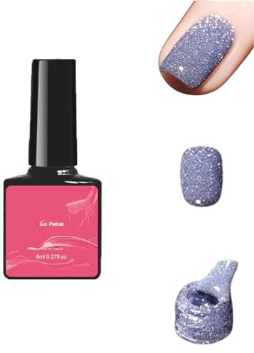 Tclnyer-High Density Glitter Nail Gel Polish,Reflective Gel Nail Polish,12Colors Holographic Nail Polish, Shiny Soak Off UV LED Long-Lasting DIY Manicure Nail Salon Varnish (Sky Blue, 8ml)