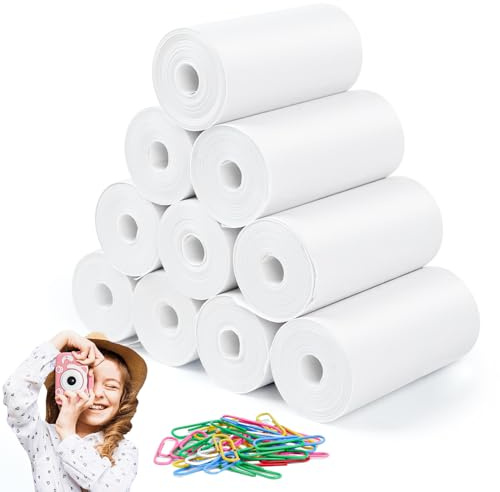 Papier Thermique pour Appareils Photo Instantanés pour Enfants, 10 Rouleaux Papier Imprimante, 57 * 30 mm Appareil Photo Impression Papier, Rouleau de Papier