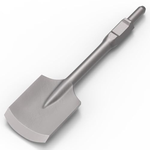 TOOVEM 65A Shank Clay Spade, 4.3 x 16.5 Inch Alloy Steel Electric Demolition Jack Hammer Shovel Chisel Bit, Thinset Scraper Adhesives Remover Concrete Breaker for Trenching, Landscaping