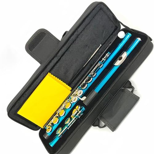 Schülerflöte Flöte 16 Geschlossene Löcher C-Tasten Instrument Vernickelt Seeblaue Flöte Mit E-Taste