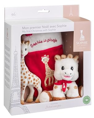 Sophie la Girafe Geschenkset Mein erstes Weihnachten Baby ab Geburt | Spielzeug | Plüschtier 14 cm | Weihnachtsstrumpf | fördert alle 5 Sinne | Weihnachtsgeschenk zur Geburt