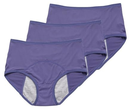 Periodenunterwäsche für Frauen Auslaufsichere Menstruationshöschen Atmungsaktives Saugfähiges Netzgewebe Postpartum-Höschen Periodenslip 3Er-Pack Blau 3Xl
