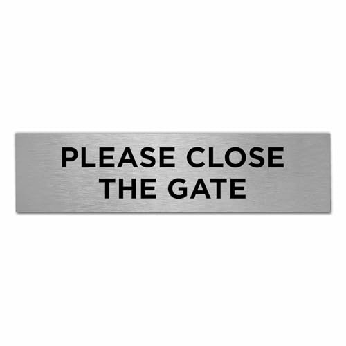 Slimline Aluminium “Please Close the Gate” Sign by ViroDisplay® – 200 x 50mm – Outdoor Suitable – Brushed Silver Aluminium – Durable Printed Surface with Self-Adhesive Fixing (1)