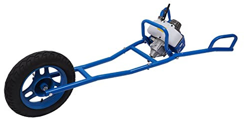 63CC 2 Stroke Post Hole Digger 3HP Gas Powered Earth Auger Borer Ground Drill Gasoline Earth Auger Wheelbarrow with 11 Bit, for Fence Ground Drill w/1300ml Tank Garden Tree Planting (Blue, Black)