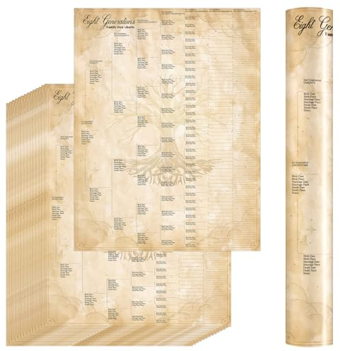 gisgfim 30 Pcs Family Tree Charts to Fill In Genealogy Charts 8 Generation Family Tree Poster Genealogy Organizer Pedigree Poster Ancestry Kit for Lineage Reunions Pedigree Ancestry Organizer 17x22In