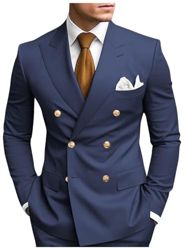 Ensemble blazer 2 pièces à double boutonnage pour homme, coupe ajustée, revers à revers, costume de smoking de mariage