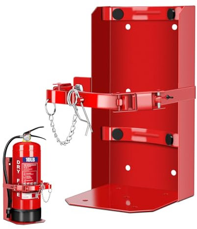 Staffa per veicoli pesanti, staffe e supporti per estintori - Acciaio St12 rosso, adatta per estintori a secco da 10 libbre/CO2 da 5 libbre - per scuola, garage, veicolo, barca, camion di ricambio p