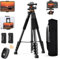 K&F Concept Treppiede Fotocamera e Smartphone 190cm/75, Cavalletto Fotografico in Alluminio S255A3+BH-36 con Telecomando Bluetooth e Testa a Sfera, Treppiede Compatto per DSLR/Ipad/Live Streaming