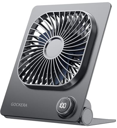 GOCKERA Portable Desk Fan,Ultra-thin 5000mAh Rechargeable Battery Powered Fan with 100 Speeds Adjustable&Digital Display,Timer,Ultra-quiet USB-C Personal Fan with powerful wind for Home Office School