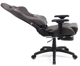 Dowinx Gaming Stuhl Bürostuhl Ergonomischer PC-Stuhl mit 4D Armlehnen und Massage Lendenwirbelstütze, Racing Stil PU Leder Hohe Rückenlehne Verstellbarer Drehsessel mit Fußstütze (Braun)