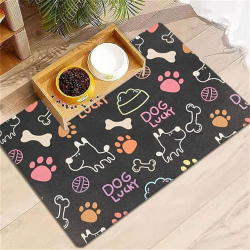Hearda Tappetino Sotto Ciotola Cane Grande, Tappetini Sottociotola per Cane/Cani/Gatto Cibo Assorbente Asciugatura Rapida (Cartone animato F,50x80cm)