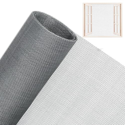 FINELYCR Fliegengitter Meterware, 120 x 250 mm Fenstergitter Insektenschutz, Grau Fliegennetz Fenster, Zuschneidbar Insektenschutzgitter, für Büro, Haushalt, Obstgarten