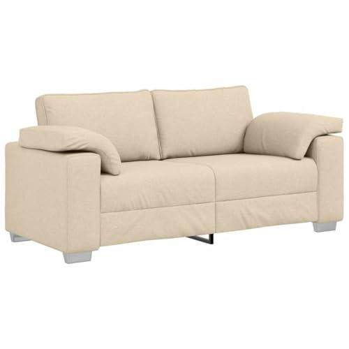 vidaXL Creme Gepolstertes DREI-Sitzer Sofa | Zeitgenössische Gemütliche Sitzgelegenheit | Texturiertes Material | Innengebrauch | Hält bis zu 3 Personen | Robuste Bauweise | Ideal für Wohnzimmermöbel