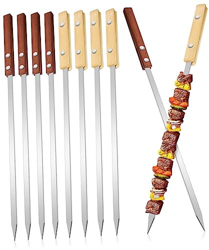 HEMOTON 12pièces Lot De Brochettes Pour Barbecue Acier Inoxydable Avec Manche Outils De Portables Pour Barbecues Extérieurs Et Pique-